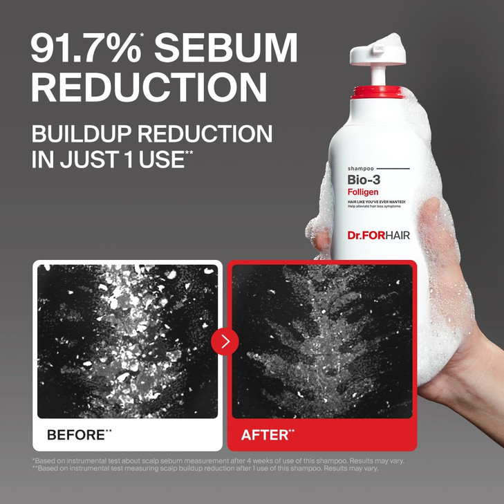 Dr.FORHAIR Folligen Bio-3 Shampoo | Korean Hair Care | Clarifying, Volumizing & Root Boost | For Hair Thickening &