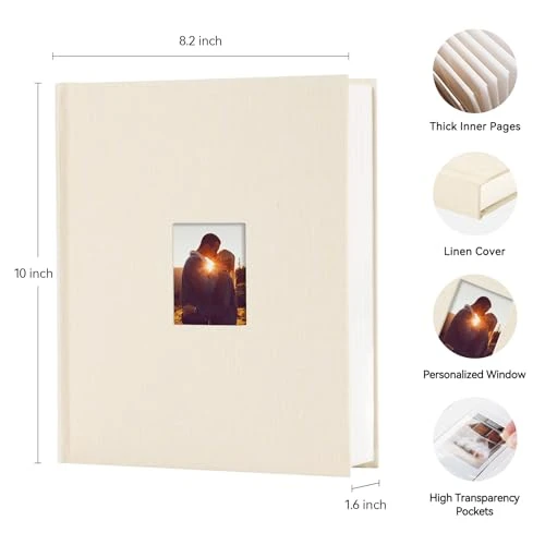 Rseozr Instax Mini Photo Album with Writing Space, 112 Pockets, Beige