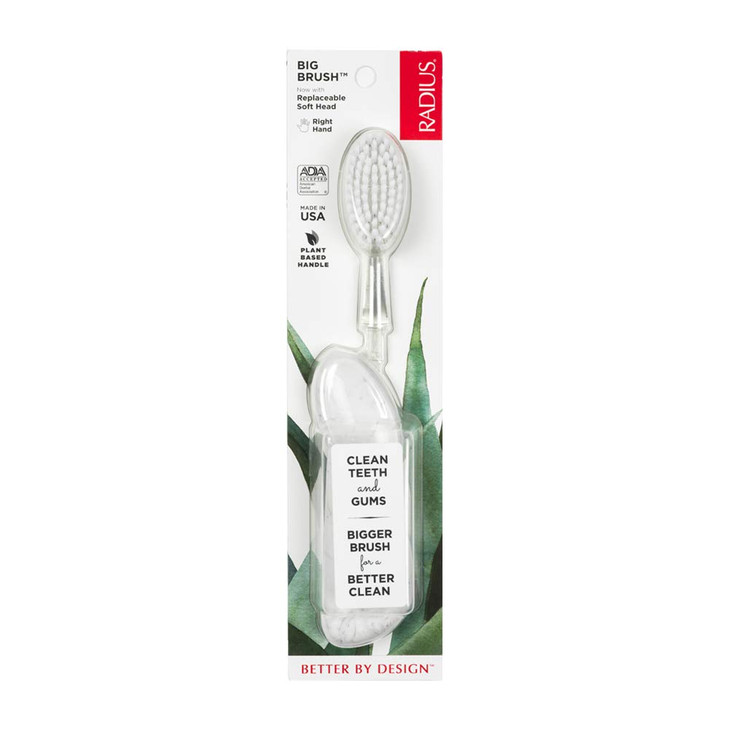 RADIUS Big Brush with Replaceable Head BPA Free & ADA Accepted Toothbrush Designed to Improve Gum Health & Reduce Gum Issues - Right Hand - Marble -