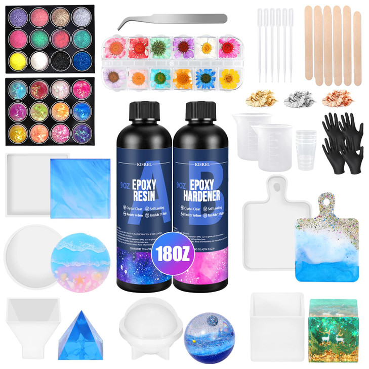 KISREL 18OZ Epoxy Resin Kit for Beginner, Resin Kit with Molds and Supplies