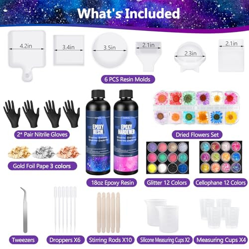 KISREL 18OZ Epoxy Resin Kit for Beginner, Resin Kit with Molds and Supplies