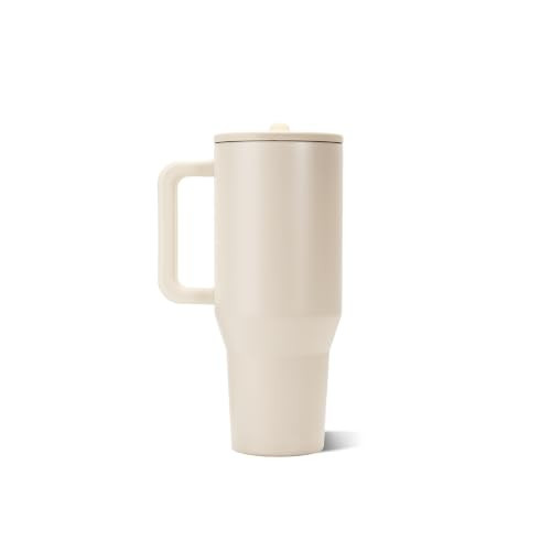HydroJug Traveler 32oz, Insulated Tumbler with Handle & Straw, Cream