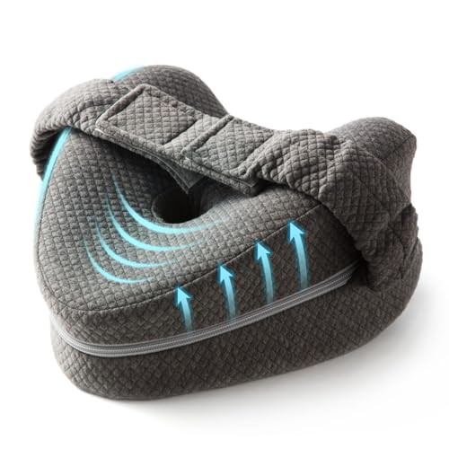 Memory Foam Knee Pillow for Side Sleepers Hip Pain with Adjustable Strap - Between Leg Pillow for Side Sleeping -