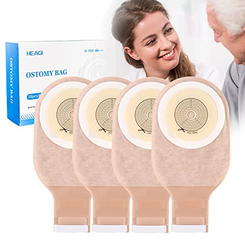 20 Pack Colostomy Bags, One Piece Ostomy Bag Ostomy Supplies, 15 mm-60 mm Cut to Fit Drainable Pouches with Closure