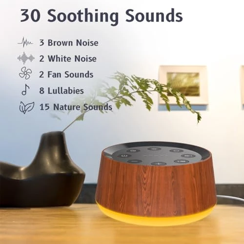 Brown Noise Sound Machine with 30 Soothing Sounds 12 Colors Night Light White Noise Machine for Adults Baby Kids Sleep