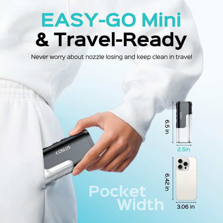 COSLUS T40 Mini Water Flosser for Travel, Portable Compact Design