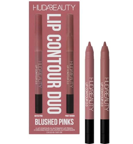 Huda Lip Contour Duo Blushed Pinks - 2 Mini Lip Pencils in Muted Pink and Pinky Brown