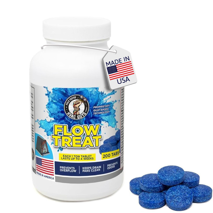 HVAC GUYS  Flow Treat Tabs - 200 Tablets | AC Drain Line Cleaner | Prevents Odors, Keeps HVAC Drain Pan Clean,