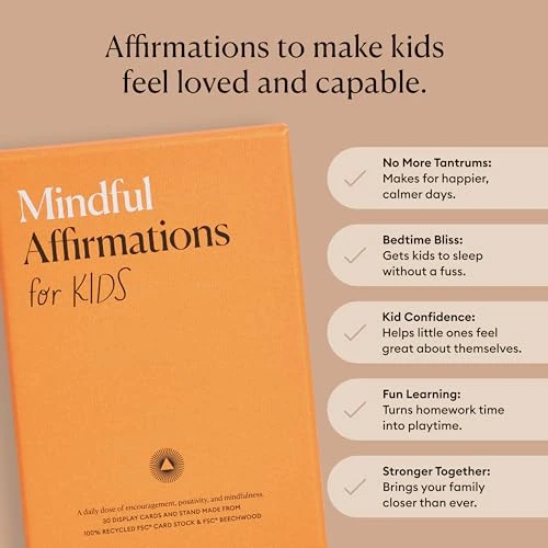 Intelligent Change 30 Positive Mindful Affirmation Cards for Kids with Display Stand - Perfect Gifts for Children &