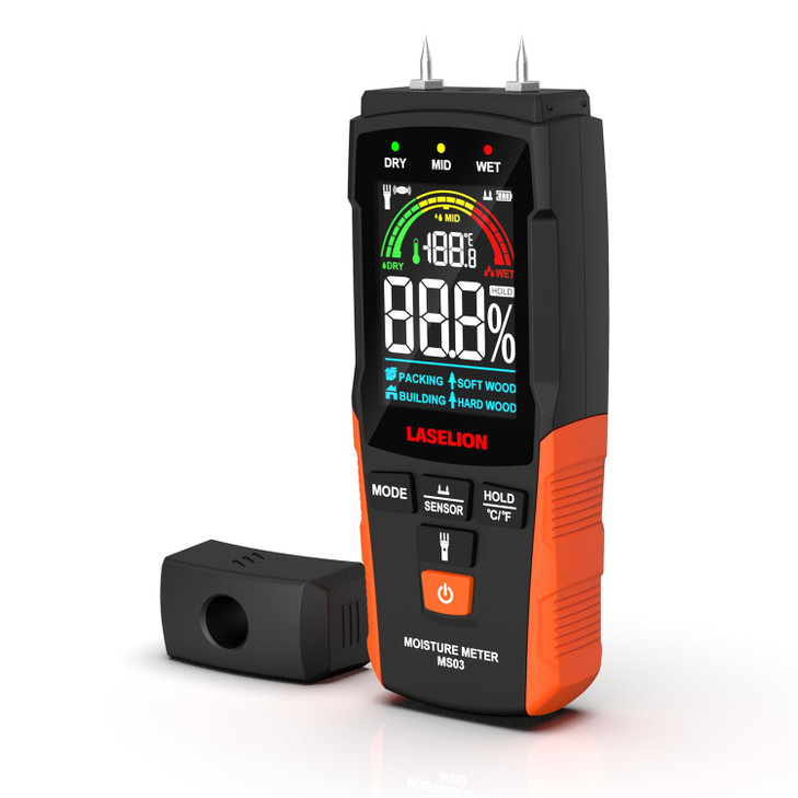 LASELION 2-in-1 Pin & Pinless Moisture Meter MS03  Accurate Moisture Detection for Wood, Concrete, Drywall, and More