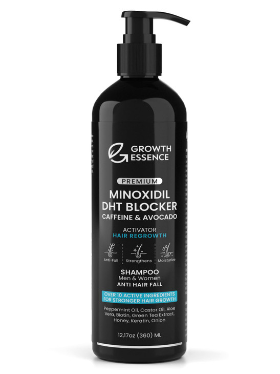 Minoxidil & Biotin Shampoo for Hair Growth - Enriched with Caffeine, Castor Oil & Onion - DHT Blocker for Thicker,