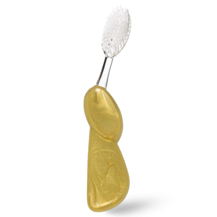 RADIUS Big Brush with Replaceable Head BPA Free & ADA Accepted Toothbrush Designed to Improve Gum Health & Reduce Gum Issues - Right Hand - Gold - Pa