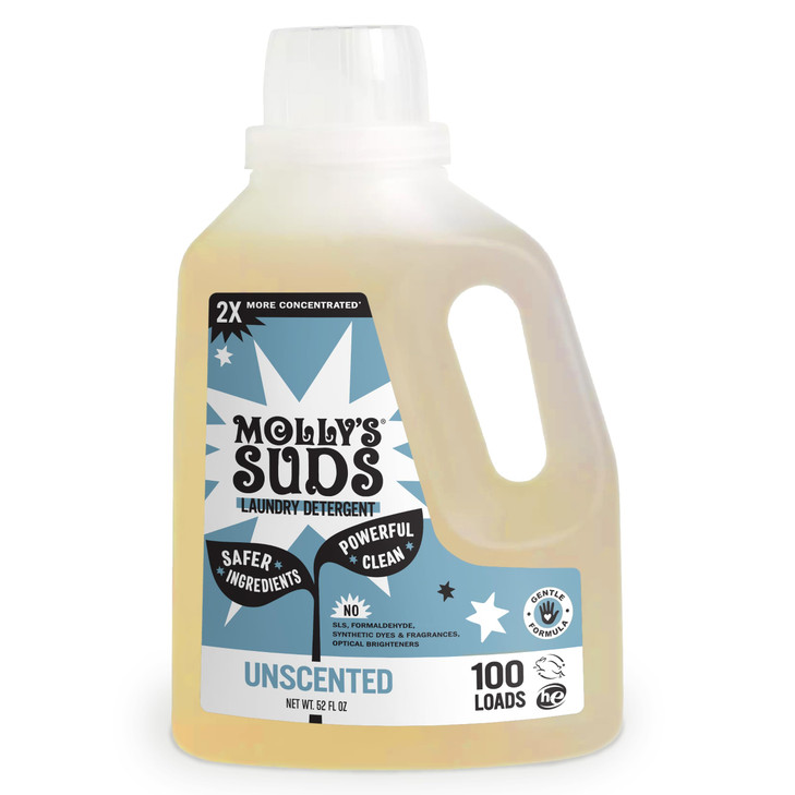 Molly's Suds Liquid Laundry Detergent | Clean Laundry Detergent Soap for Sensitive Skin | 2x Concentrated, High