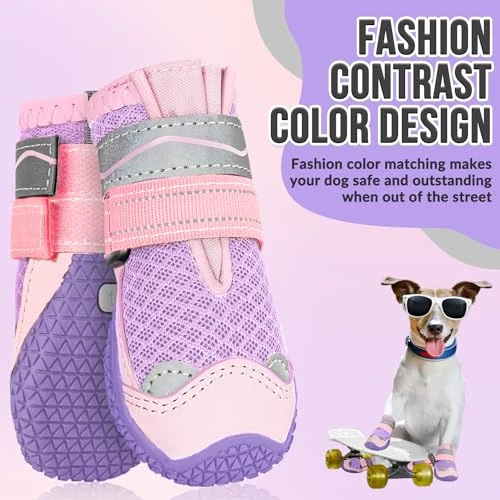 SlowTon Dog Shoes for Large Small Medium Dogs - Breathable Dog Boots