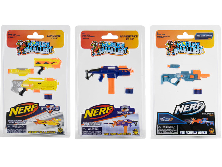 Worlds Smallest Nerf Elite 2.0 Blasters (Set of 3)