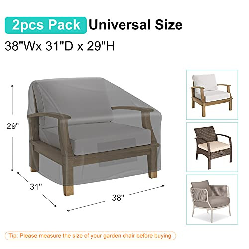 BROSYDA 2 Pack Outdoor Patio Chair Covers Waterproof 38"Wx31"Dx29"H, Black