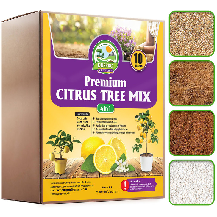 DUSPRO Pre-Mixed 4in1 Ready to Use Citrus Tree Potting Soil Mix, 10QRT