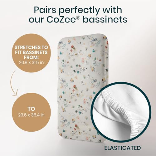 Tutti Bambini Premium Bassinet Sheets (2 Pack) - Soft & Breathable Bamboo Jersey, Double-Strength Bedside Sleeper