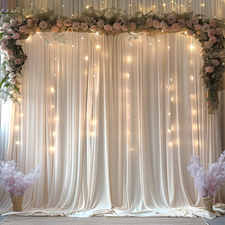 10x10ft Wrinkle Free Ivory Backdrop Curtain for Parties Soft Fabric Drapes Wedding Ivory Curtain Backdrop for Birthday