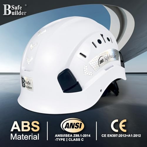 SAFEBUILDER ABS Work-at-Height and Rescue Hard Hat Construction Safety Helmet Slotted Ventilated w/Adjustable Ratchet