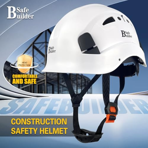 SAFEBUILDER Safety Helmet Hard Hat Adjustable Lightweight Vented Breathable Work Helmet for Men ANSI Z89.1 Approved
