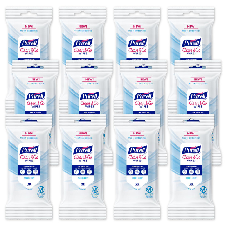 Purell Clean & Go Wipes Skin & Surface, Fresh Scent 12pk x 20ct 9269-12-CMR