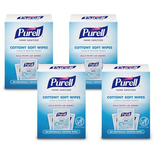 Purell Cottony Soft Hand Sanitizing Wipes, Scented, 4pk x 24ct, 9029-04-CMR