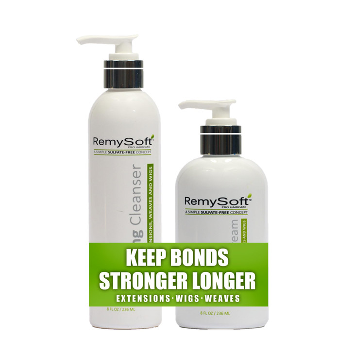 RemySoft Sulfate-Free Detangling Duo: Hydrating Shampoo + Recovery Conditioner for Human & Synthetic Extensions Wigs