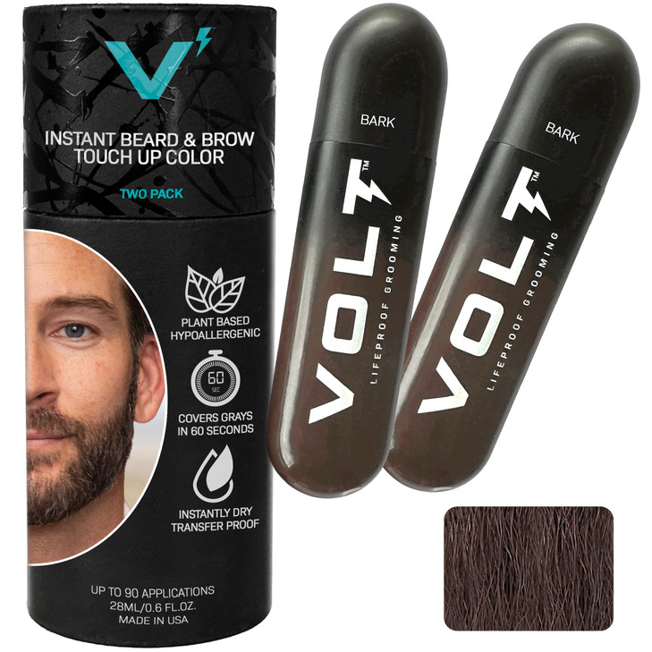 VOLT Grooming Temporary Instant Beard Color for Men Quick-Dry Plant-Based Brush On Beard, Hair, Mustache & Brow Color,