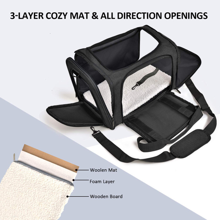 Henkelion Cat Carriers Dog Carrier Pet Carrier for Small / Medium Cats Dogs Puppies (Up To 15lbs), TSA Airline