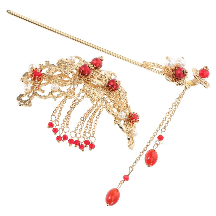 Minkissy Hair Clip & Hair Stick For Women, Vintage Tassel Hair Pin, Chinese Hanfu Hair Clip, Hair Styling Accessories, 2 Pieces Set, Ideal Gift for F