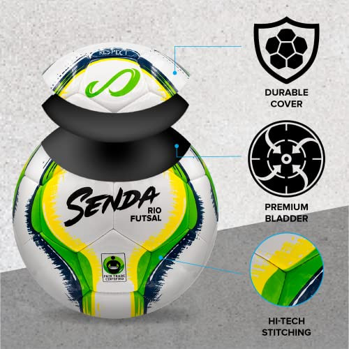 SENDA Rio Match Futsal Ball, Fair Trade Certified, Green/Yellow, Size 2 (Ages 7 & Under)