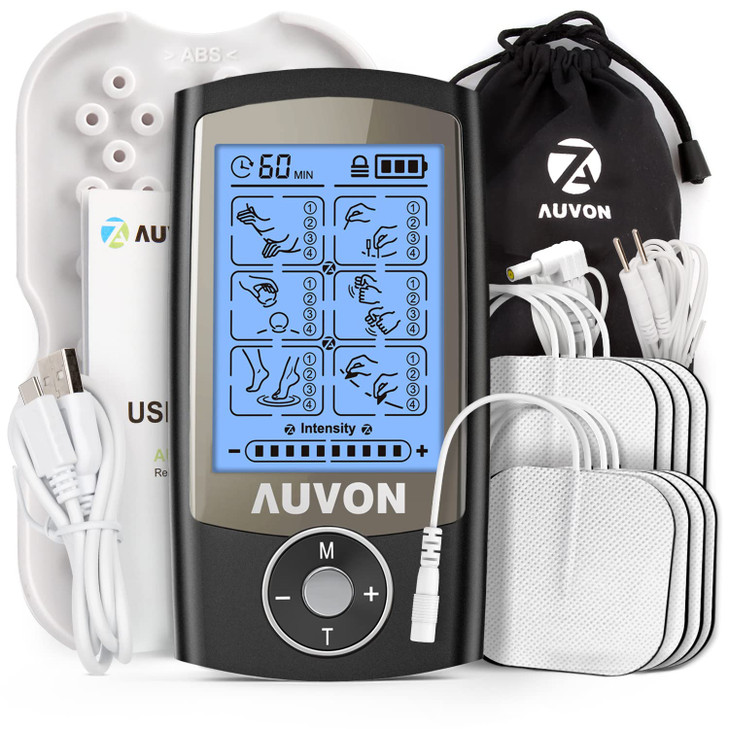 AUVON 24 Modes TENS Unit Muscle Stimulator for Pain Relief, Premium Pads