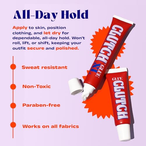 CLUTCH Glue Liquid Fashion Tape  Clear Body Glue & Fashion Glue for Women  Customisable Skin Adhesive for Clothing,