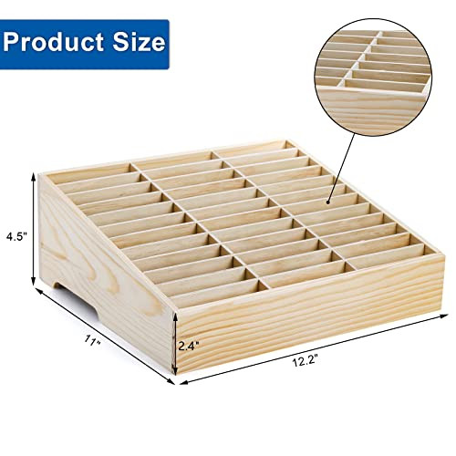 Lawei 36-Grid Wooden Cell Phone Holder, Mobile Phones and Calculator Management Storage Box, Multifunctional Desktop