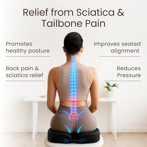 Sleepavo Office Chair Cushion - Seat Cushion for Tailbone Pain Relief - Butt Pillow for Coccyx, Sciatica, and Lower