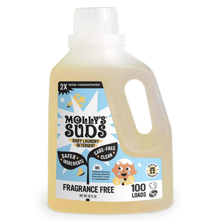 Molly's Suds Baby Liquid Laundry Detergent | Removes Formula, Poop & Spit-Up Stains | Extra Gentle for Infants,