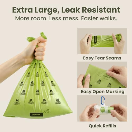 Pogis Dog Poop Bags  Leak-Proof & Extra Thick Pet Waste Bags with 2 Holders (Unscented, 50 Rolls, 750-Count)
