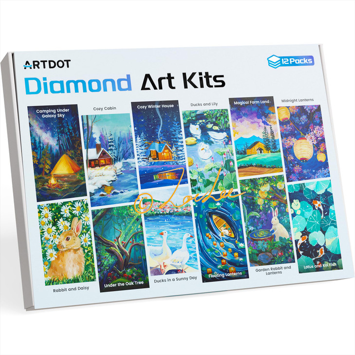 ARTDOT 12 Pack 5D DIY Diamond Art Kits for Adults, Licensed Diamond Painting Kits with Accessories and Tools for Home
