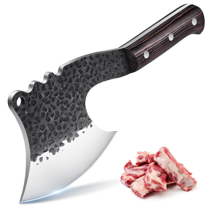 ROCOCO Meat Bone Cleaver Knife - Black Heavy Duty Butcher Meat Cutting Axes