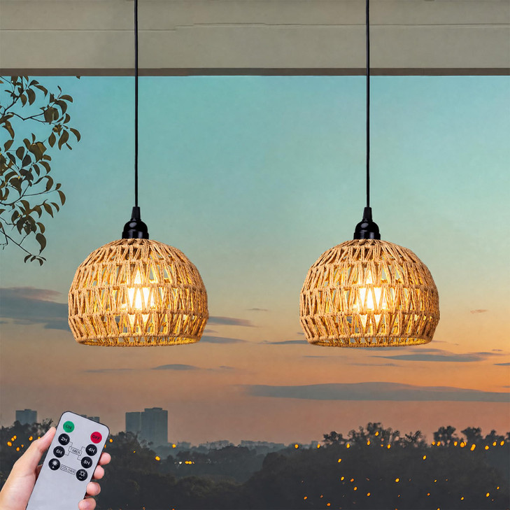 ALL FORTUNE Battery Operated Hanging Outdoor Chandelier, Battery Power Pendant Light, Gazebo Lights Outdoor