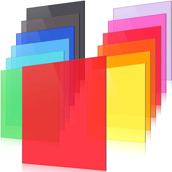 Macarrie 12 Pcs Colored Acrylic Sheets 1/8 Inch Thick,Multicolor,8 x 8 Inch