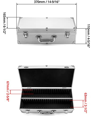 QWORK Coin Case, Aluminum Storage Box Coin Holder Coin Collector with 50 Slots, compatible with PCGS/NGC Coin Plate, 1