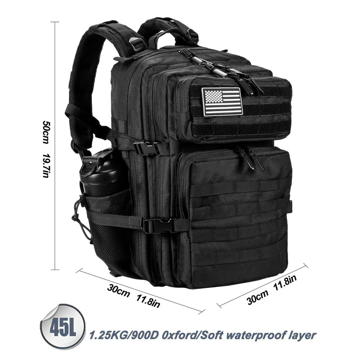 LHI Military Tactical Backpack for Men and Women 45L Army 3 Days Assault Pack Bag Large Rucksack with Molle System -