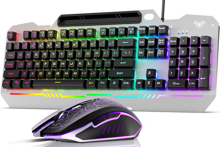 AULA Gaming Keyboard and Mouse,Wired 104-Key Mouse and Keyboard Combo Metal