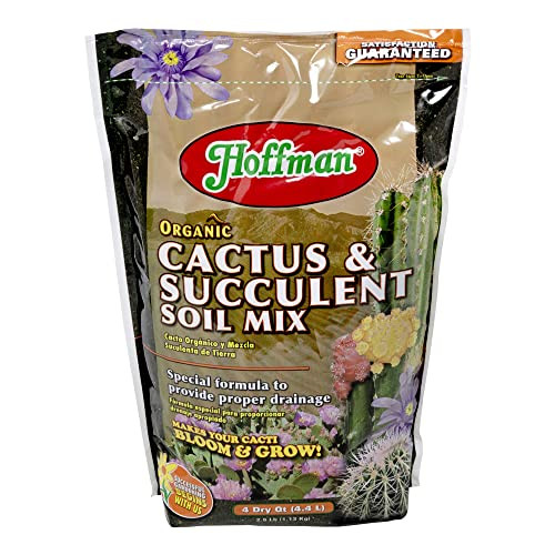 Hoffman Organic Cactus and Succulent Soil Mix to Provide Proper Drainage and Improve Growth in Cacti, 4qts, 2 Pack