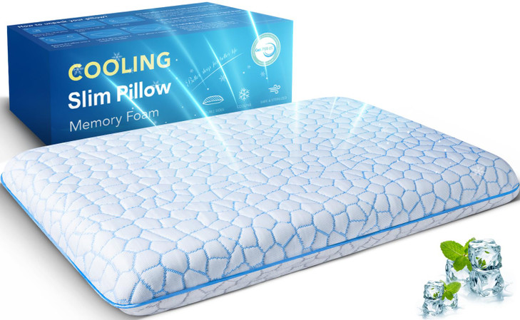 Ultra Thin Flat Pillows for Sleeping,Cooling Slim Memory Foam Pillow 2.75 in Height Ultra Thin Pillow,Low Profile