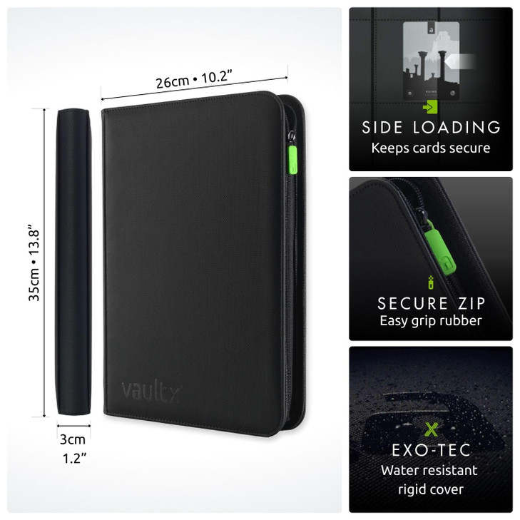 Vault X 9 Pocket Zip Trading Card Binder 360 Cards Exo-Tec (Black)