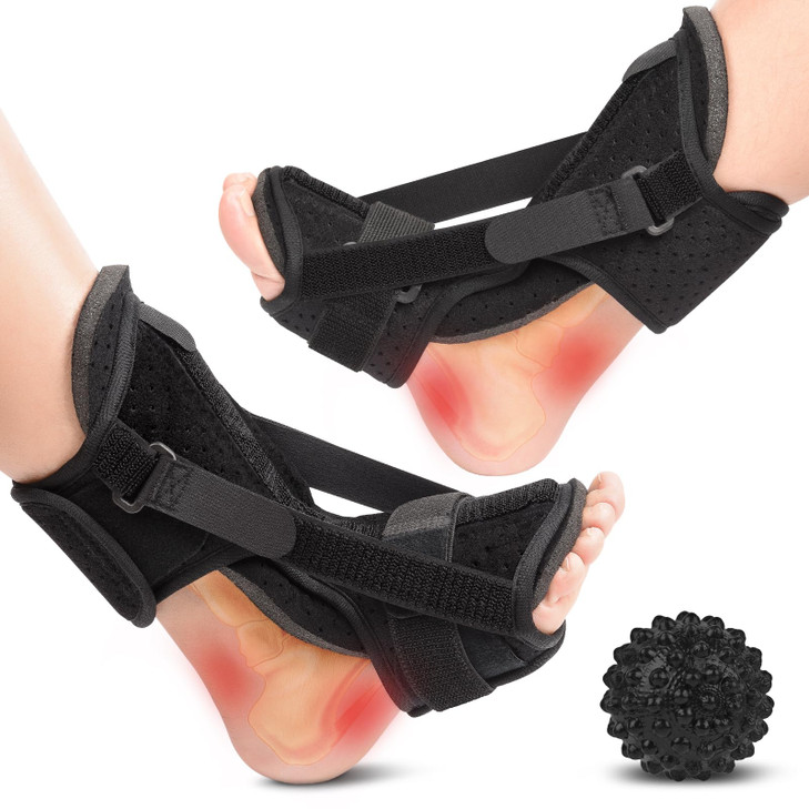 Runkelai Plantar Fasciitis Brace Night Splint with Soft Memory Foam Pad: 2 Packs Upgraded For Achilles Tendonitis
