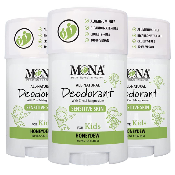 MONA All Natural Deodorant for Kids | Safe for Kids | Vegan, Hypoallergenic & Free from Baking Soda, Aluminum &